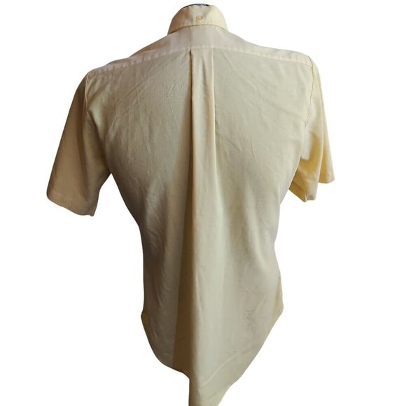 Vintage Arrow Cum Laude Decron Oxford Yellow Short Sleeve Shirt 14.5 Small Trash - Picture 2 of 10